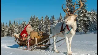 Aufbruch des Weihnachtsmanns mit Rentier in Lappland Finnland - Weihnachten Polarkreiss Rovaniemi