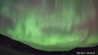 Northern lights from Worley ID, looking north, time laps 3 seconds setting