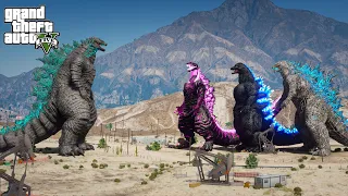 Legendary Godzilla vs Atomic Godzilla, Heisei Godzilla, Shin Godzilla - Epic Battle ( GTA V Mod )