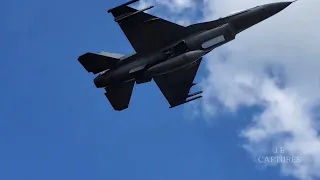 1 of 2 F16 Fighting Falcons from Toledo Ohio arriving at Airshow London 2022.. 7 passes each