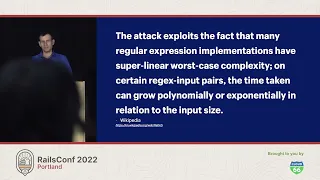 RailsConf 2022 - Service Denied! Understanding How Regex DoS Attacks Work by Kevin Menard