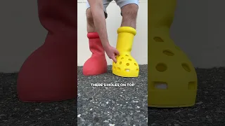 Comparing MSCHF Crocs Yellow Boots vs Big Red Boots😬