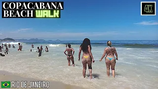 🇧🇷 SUMMER BEACH Walk on COPACABANA Rio de Janeiro, Brazil【 4K 】