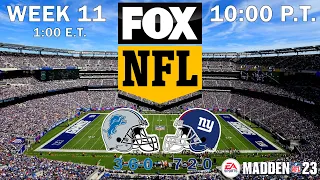 2022 NFL Season - Week 11 - Predictions: Lions at Giants - Madden 23