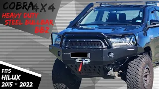 Cobra 4x4 Heavy Duty Steel Bull Bar Bullbar V2 Suits Hilux N80 2015 - 2020 Winch Compatible Bar