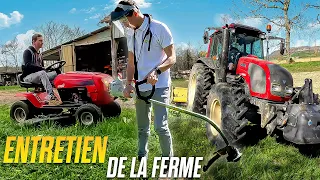 MA SEMAINE D'ENTRETIEN DE LA FERME (tonte, débroussaillage, broyeur)