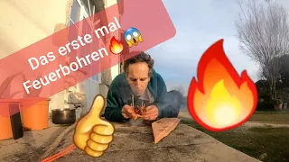 7 vs. Wild Challenge! - das erste mal Feuerbohren | totaler Bushcraft Anfänger in Aktion:xD