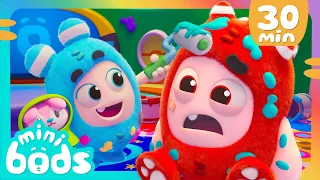 MINIBODS NEW! 🎨Paint PANIC! 🎨Newts Paint Trouble! | Baby Oddbods | Comedy Funny Cartoons for Kids