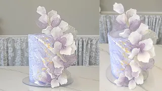 NEW CAKE TREND! | Marshmallow Marbled Buttercream | Isomalt Petals | Gum Paste Petals