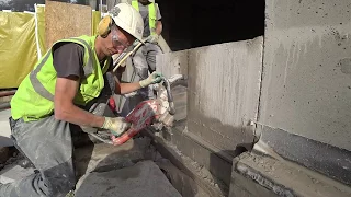 Zāģēšana dzelzbetonā. Almaznoe pilenie. Concrete sawing.