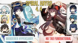 C0 Wanderer Hypercarry & C1 Hu Tao Funerational | Spiral Abyss 4.4 Floor 12 9 Stars | Genshin Impact