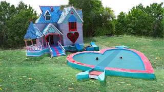 [Full Build] Build The Most Creative Mud Victorian House With Heart Swimming Pool By Ancient Skills