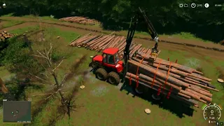 [FS19] - Loading logs with a Komatsu 895 in Multiplayer
