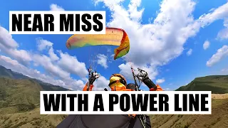 Near miss with a power line on a paraglider | Colombia