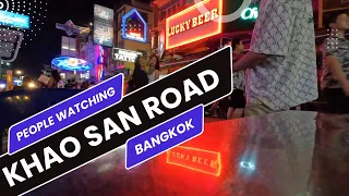Watching People walk along Khao San Road Bangkok at Night 2022🔥Bangkok Nightlife 🇹🇭 New [4K]