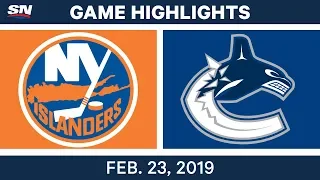 NHL Highlights | Islanders vs. Canucks - Feb 23, 2019