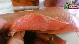 Малосольная красная рыба (кета, горбуша) кусочками в масле на длительное хранение. "Семужка"