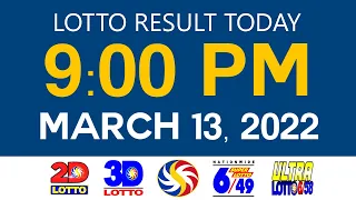 Lotto Results Today March 13 2022 9pm Ez2 Swertres 2D 3D 6/49 6/58 PCSO