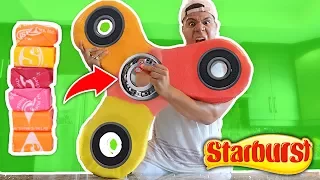 DIY GIANT STARBURST FIDGET SPINNER!! How to Make EDIBLE CANDY RARE Fidget Spinner (Toys & Tricks)