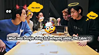 Taejin/JinV: What was Seokjin doing to Taehyung under the table??🤯 Special AMA & BTS FOCUS ON VLIVE