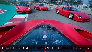 FERRARI LaFerrari vs F40 vs F50 vs Enzo | SOUND ACCELERATIONS