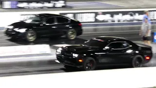 Dodge Challenger SRT Hellcat Vs. Infiniti Q50 Performance Drag Race - Las Vegas 6-2-2023 - 4K UHD