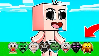 ¡Minecraft PERO tengo CORAZONES de MONSTRUOS! 😂💚 MINECRAFT PERO BEBE NOOB