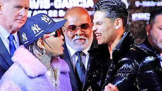 GERVONTA DAVIS & RYAN GARCIA HAVE HEATED FIRST FACE OFF! EXCHANGE WORDS AFTER TANK IS 2 HOURS LATE!