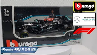 Burago 1:43 Mercedes AMG F1 W12 E-Performance Petronas 2021 #44 Lewis Hamilton - Unboxing and Review