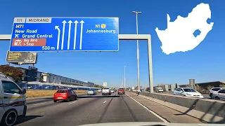 Drive on the N1 Highway to Sandton, Johannesburg