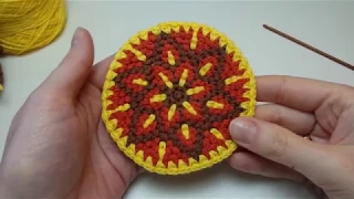 Жаккард крючком по кругу в технике Bricks crochet