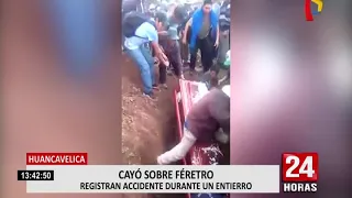 Hombre cae sobre ataúd en pleno entierro en Huancavelica