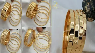 latest beautiful gold bangles designs with weight//gold plan bangles collection //