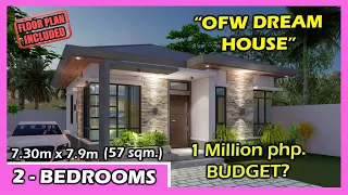 “OFW DREAM HOUSE”| 2- BEDROOM BUNGALOW HOUSE | 1 MILLION PESOS? | 7.3m x 7.9m (57sqm.)