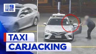 Terrifying footage of taxi driver ambushed in Queensland | 9 News Australia