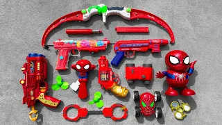 Spider man Bow Arrow Weapon with action series equipment, Crazy Car, Handcuff, MP40 SMgs, Revolvers