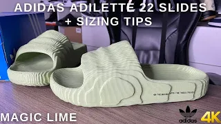 Adidas Adilette 22 Slides Magic Lime On Feet Review