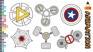 How To Draw Spinner | Set Fidget Spinners | Spinners Wheels | Drawing Superheroes For Kids