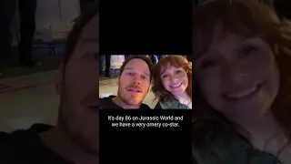 Chris Pratt and Bryce Dallas Howard from the set of Jurassic World Dominion