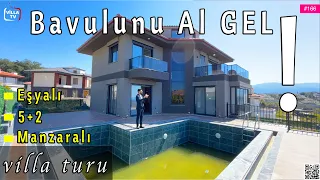 Detached villa with private pool  sea view for sale in Kuşadası Socak for large families house tour