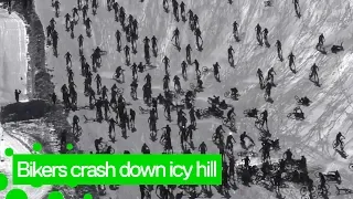 Bikers Slide Down Mountain of Hell!