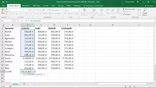 Excel - funkcje: Suma, Średnia,Min, Max, Ile liczb Autosumowanie