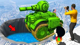 GTA 5 : Shinchan And Franklin Biggest Tank Vs Big Hole in GTA 5 ! (GTA 5 mods)