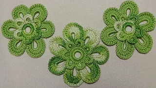 Урок вязания крючком ЦВЕТКА двухцветного. Crochet Flowers. Вязаные цветы крючком