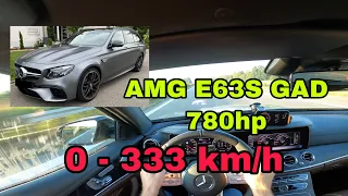 780hp GAD AMG E63 S wagon *0-333 km/h* acceleration & topspeed Autobahn POV