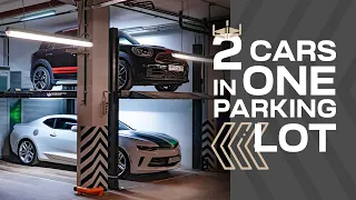 DOUBLE PARKING CAR LIFT FOR COMFORTABLE PARKING OF LARGE AND HEAVY CARS IN TWO TIERS.