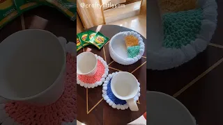 A crochet cake that turns into coasters!🍰#shorts #youtubeshorts