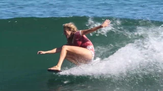 Stephanie surfing Malibu