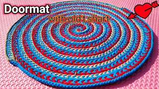 How To Make Door Mat Using T Shirt , Old t shirt doormat , old t shirt doormat ساخت اسان پای پاک ،