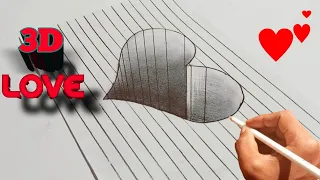 How to Draw a 3D Hole Heart Shape - Easy Pencil Drawing Step by Step